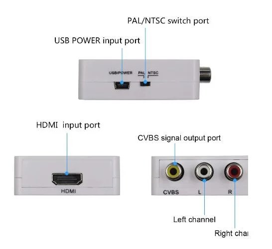 Support 1080P HDMI to AV Mini Converter HDMI to CVBS+L+R HD Video Converter Adapter