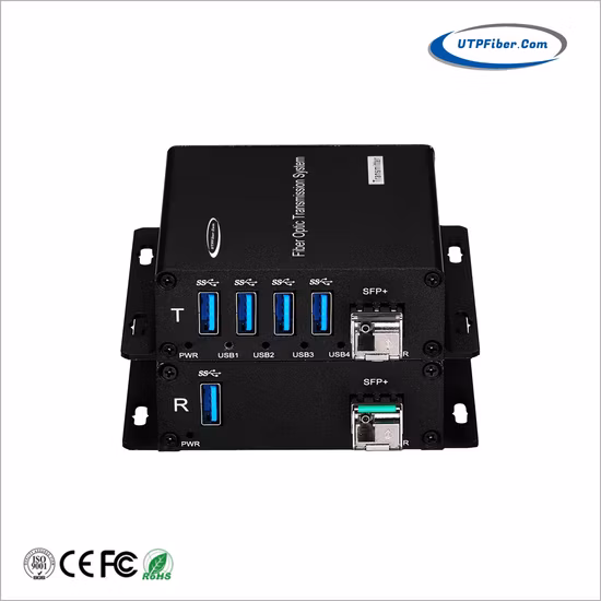 Kvm+RS232 10km ~ 60km 연장기를 갖춘 Hcstcom DVI-광섬유 변환기