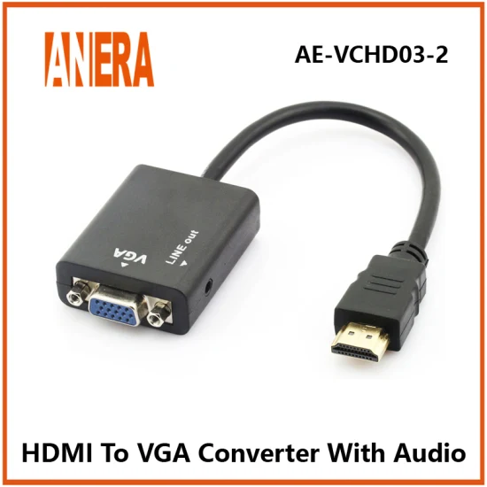 Anera Amazon 핫 세일 HDMI 비디오 컨버터, 오디오가 포함된 HDMI Male-VGA Female 어댑터 케이블